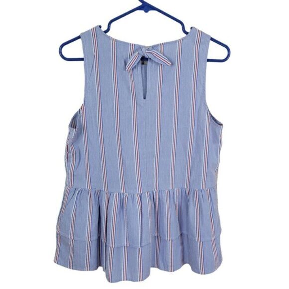 Vineyard Vines Peplum Top Women Size S Nicholls Striped Pullover Back Tie Blouse - Picture 3 of 9